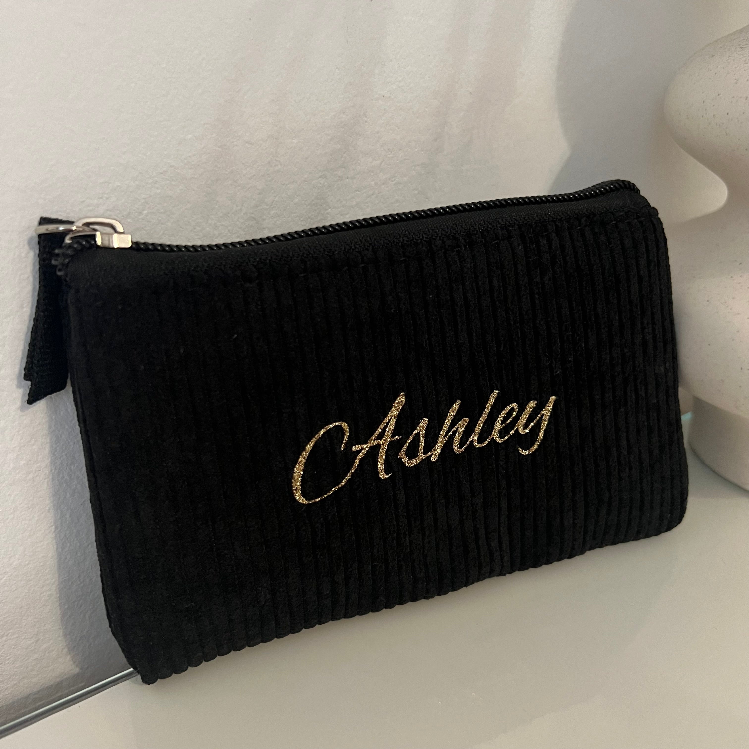 Porte monnaie en velours côtelé personnalisé avec prénom