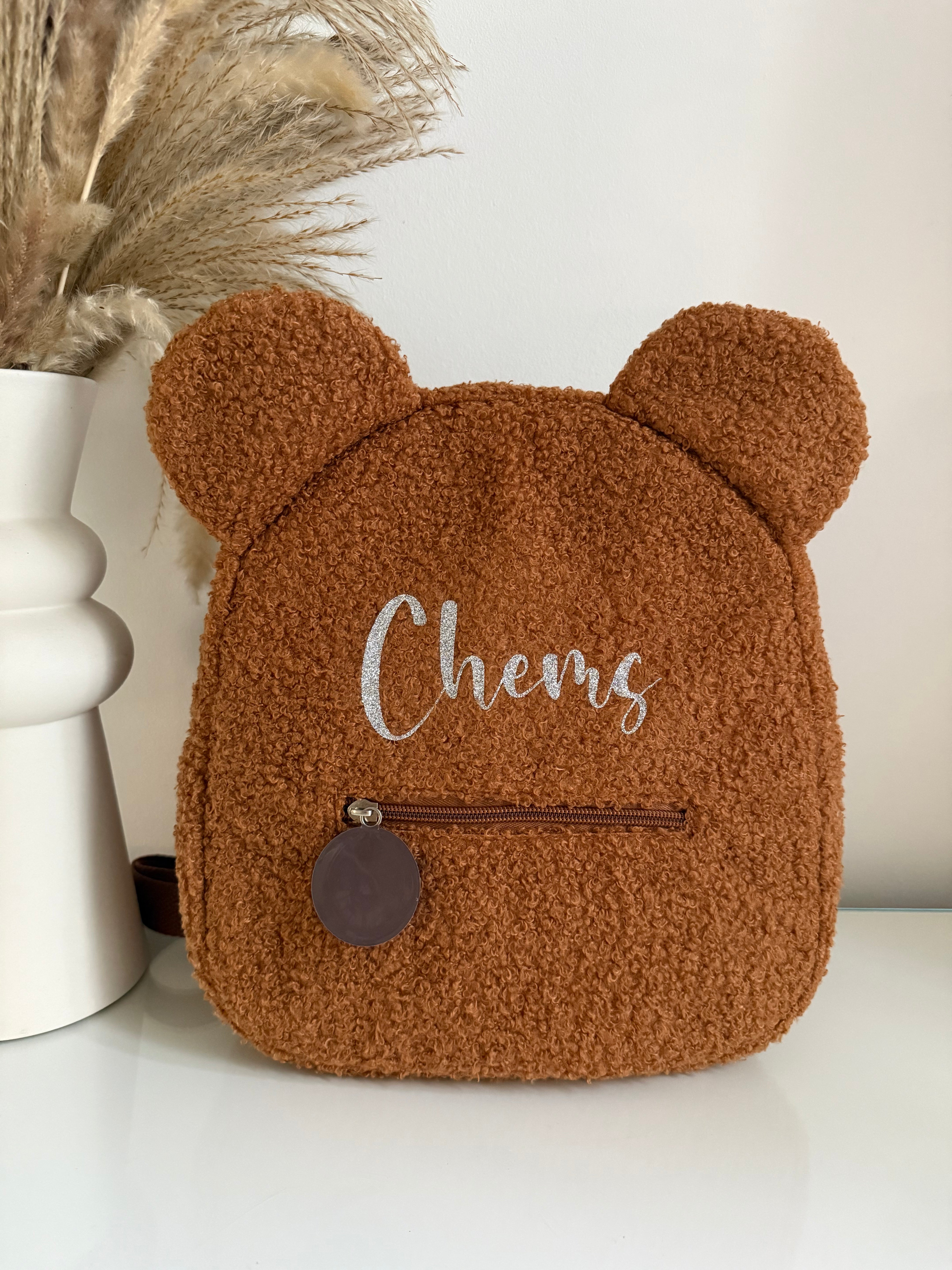 Sac à Dos Ourson Teddy Personnalisé avec Prénom – 4 Couleurs