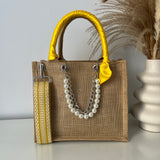 DESTOCKAGE ! Sac Jute "Bijoux" Personnalisé avec Prénom – Bijou de Sac, Ruban Satiné & Bandoulière