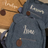 Sac à Dos Ourson Teddy Personnalisé avec Prénom – 4 Couleurs