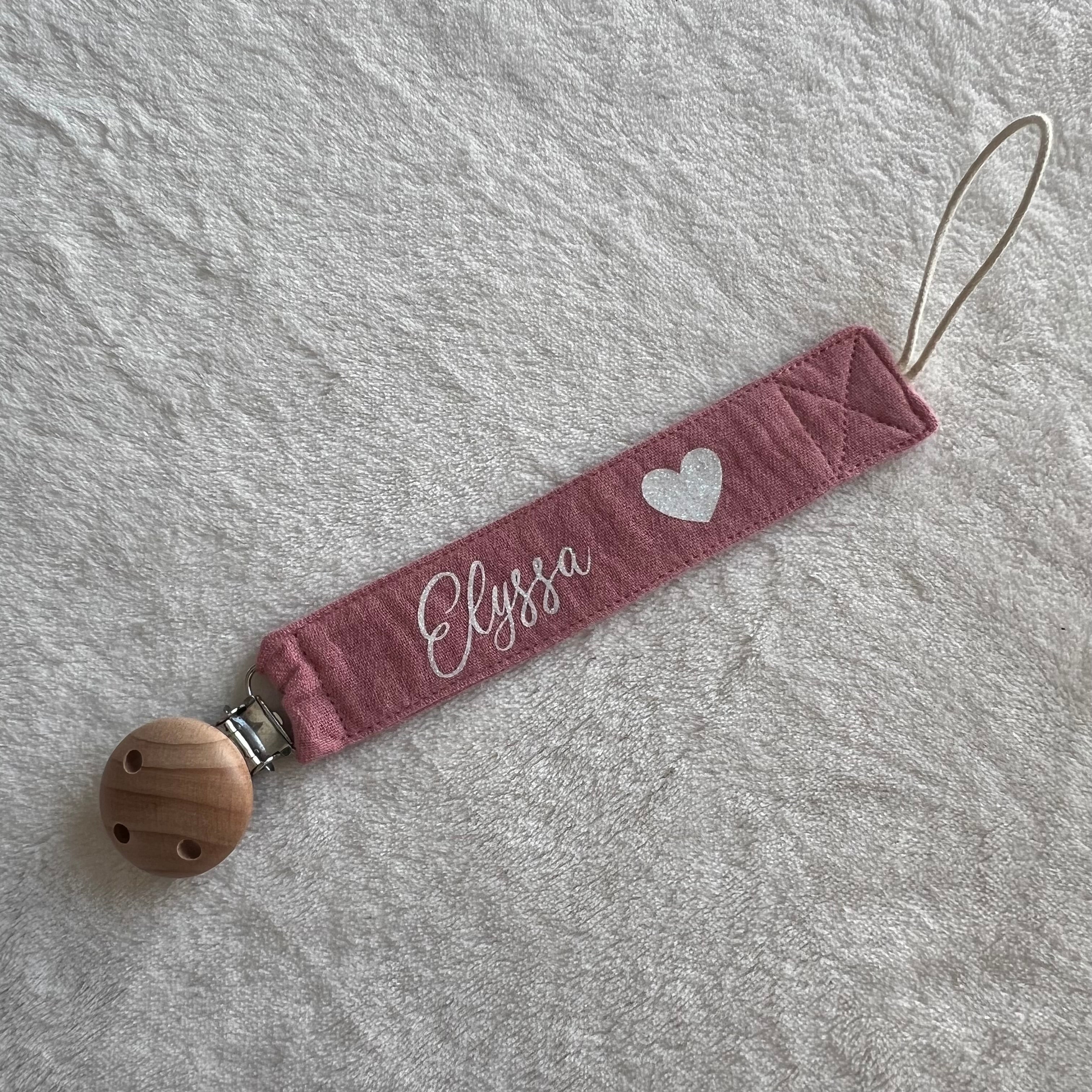 Attache tétine en gaze de coton avec prénom personnalisé