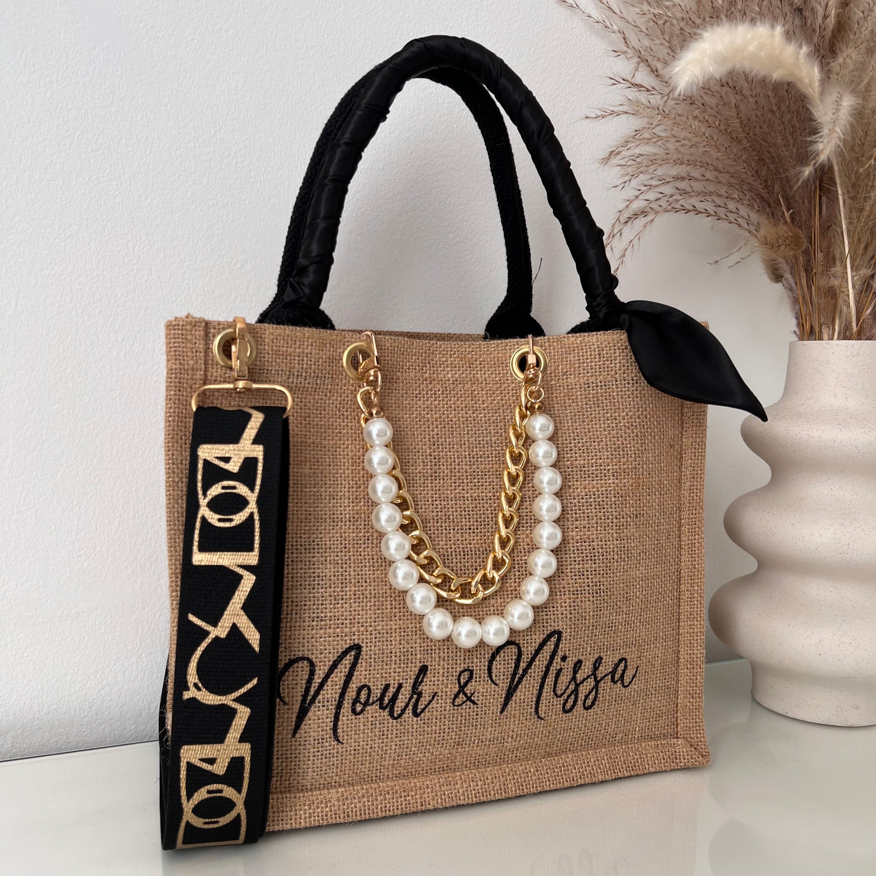 Sac en Toile de Jute " Bijoux " avec Prénoms Personnalisé