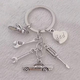 Porte-Clés Papa Mécanicien Argenté