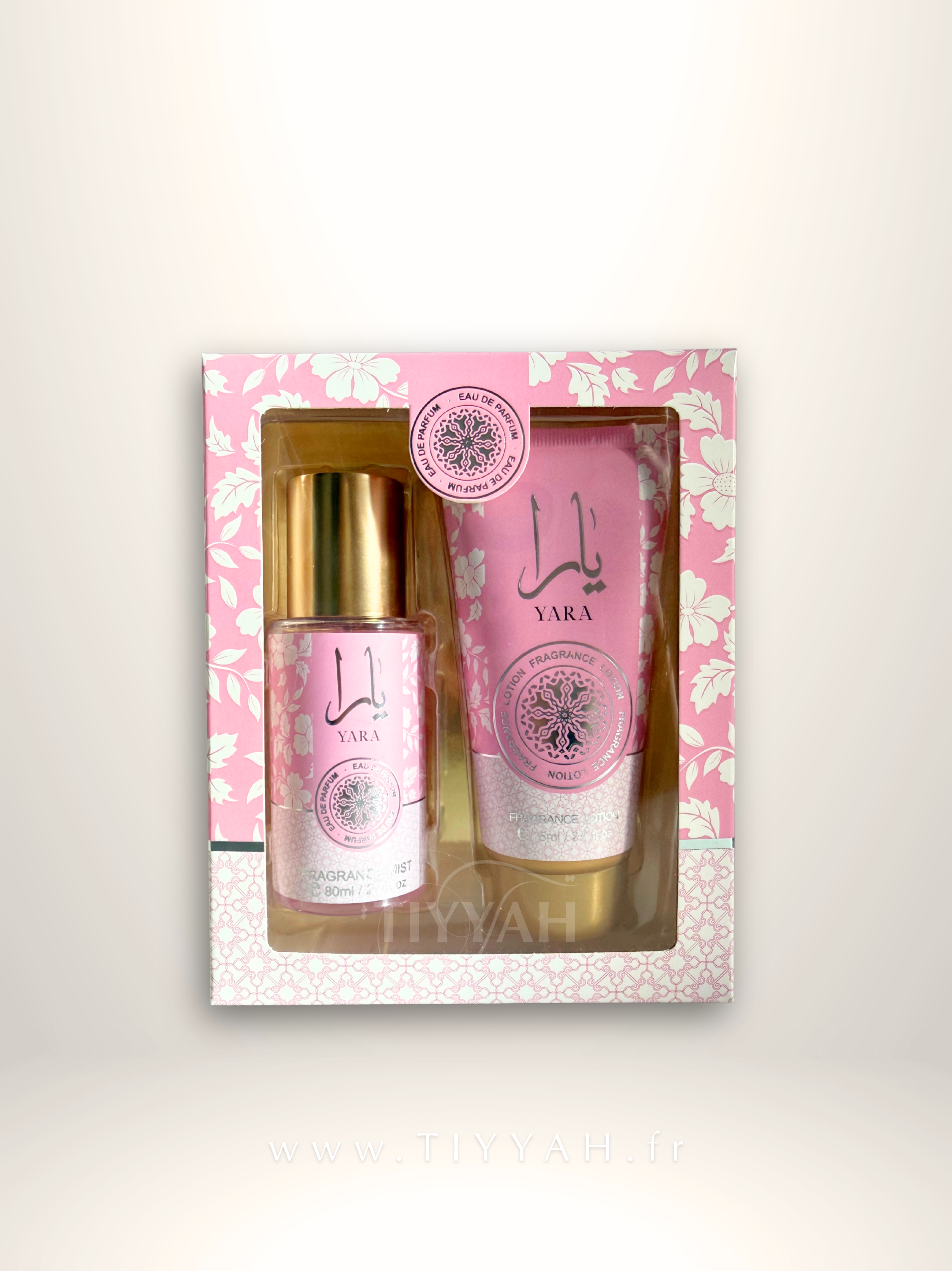 Coffret Yara Rose – Eau de Parfum & Lotion Corps Florale & Gourmande (80 ml + 75 ml)
